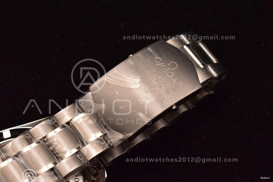 SS Dial Back OMF Winding Transparent Crystal Manual Speedmaster Black Sapphire MoonWatch Chrono with SS Movement Bracelet on 0107